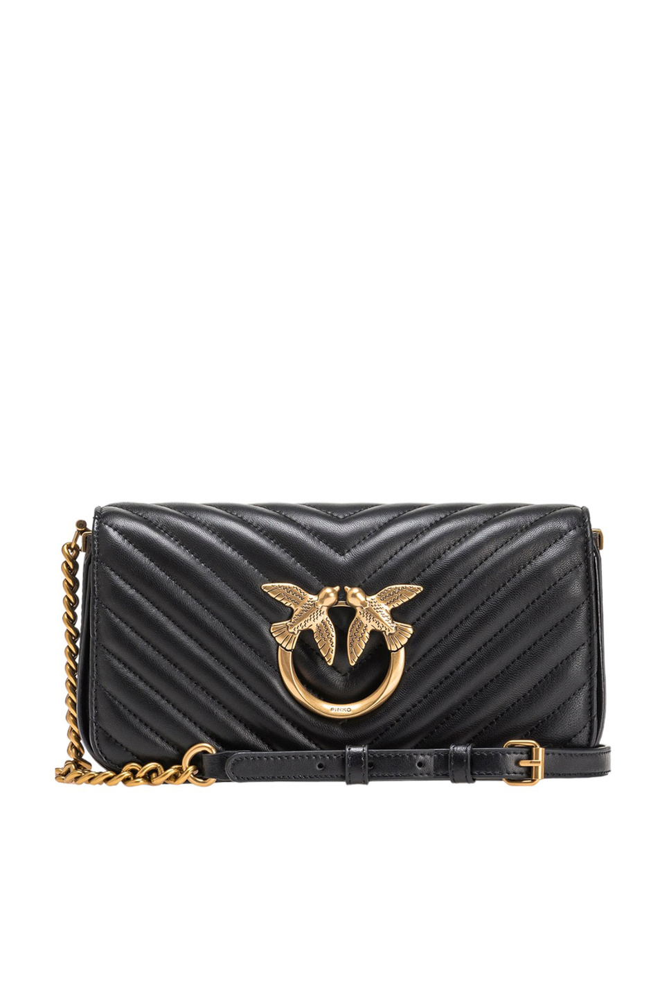 Женский Pinko Сумка стеганая LOVE CLICK BAGUETTE MINI из натуральной кожи (цвет ), артикул 100068A0GK | Фото 1