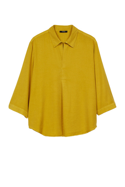Рубашка свободного кроя|Основной цвет:Горчичный|Артикул:193825 | Фото 1