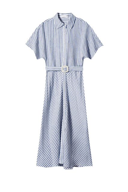 Платье PATTY из смесового льна в полоску|Основной цвет:Синий|Артикул:47007107 | Фото 1