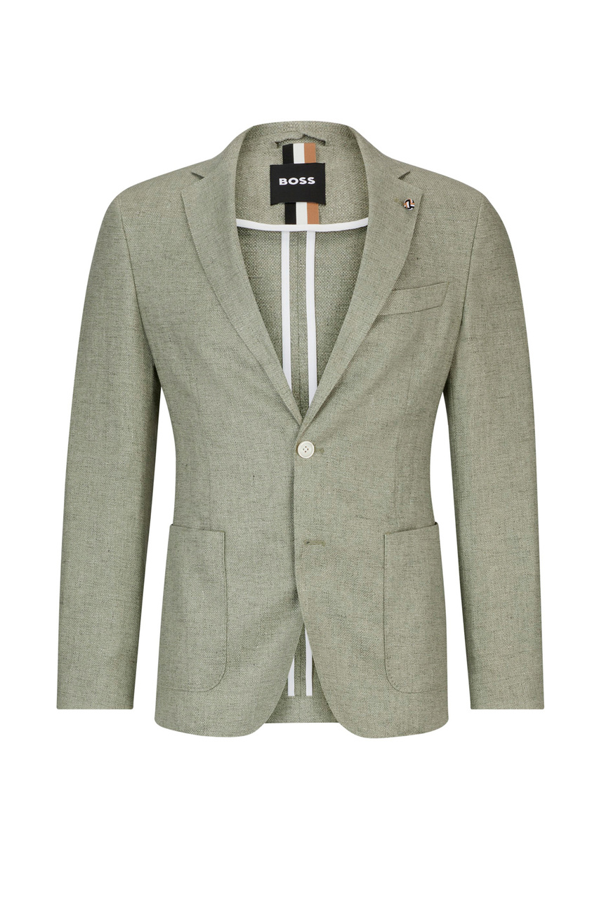 Пиджак с накладными карманами|Основной цвет:Зеленый|Артикул:50514618 | Фото 1