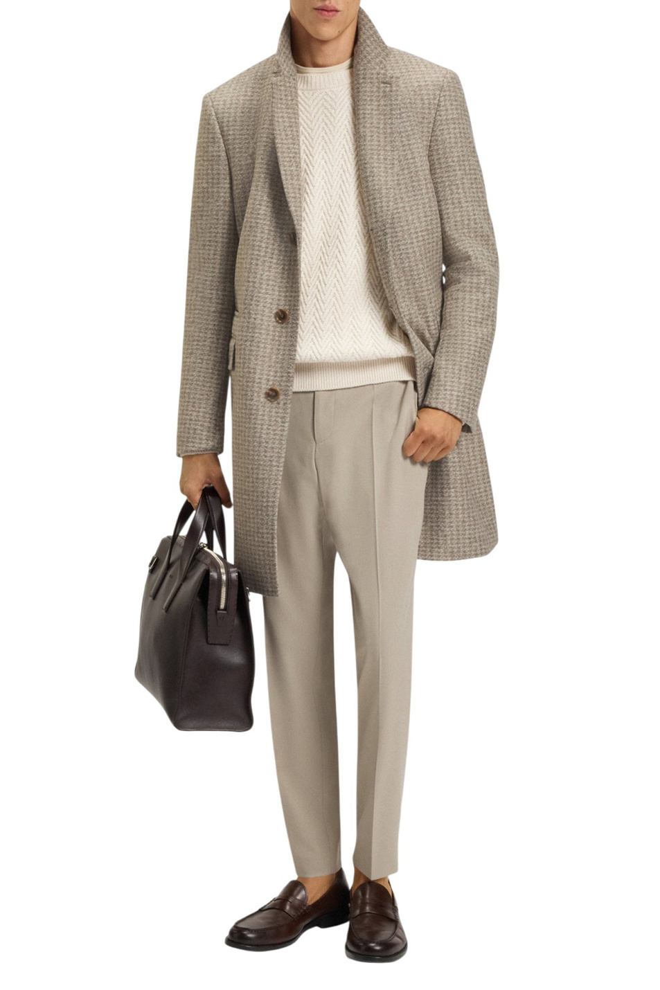 Полупальто Hyde со съемным воротником|Основной цвет:Бежевый Мужской BOSS Полупальто Hyde со съемным воротником (цвет ), артикул 50551612 | Фото 2