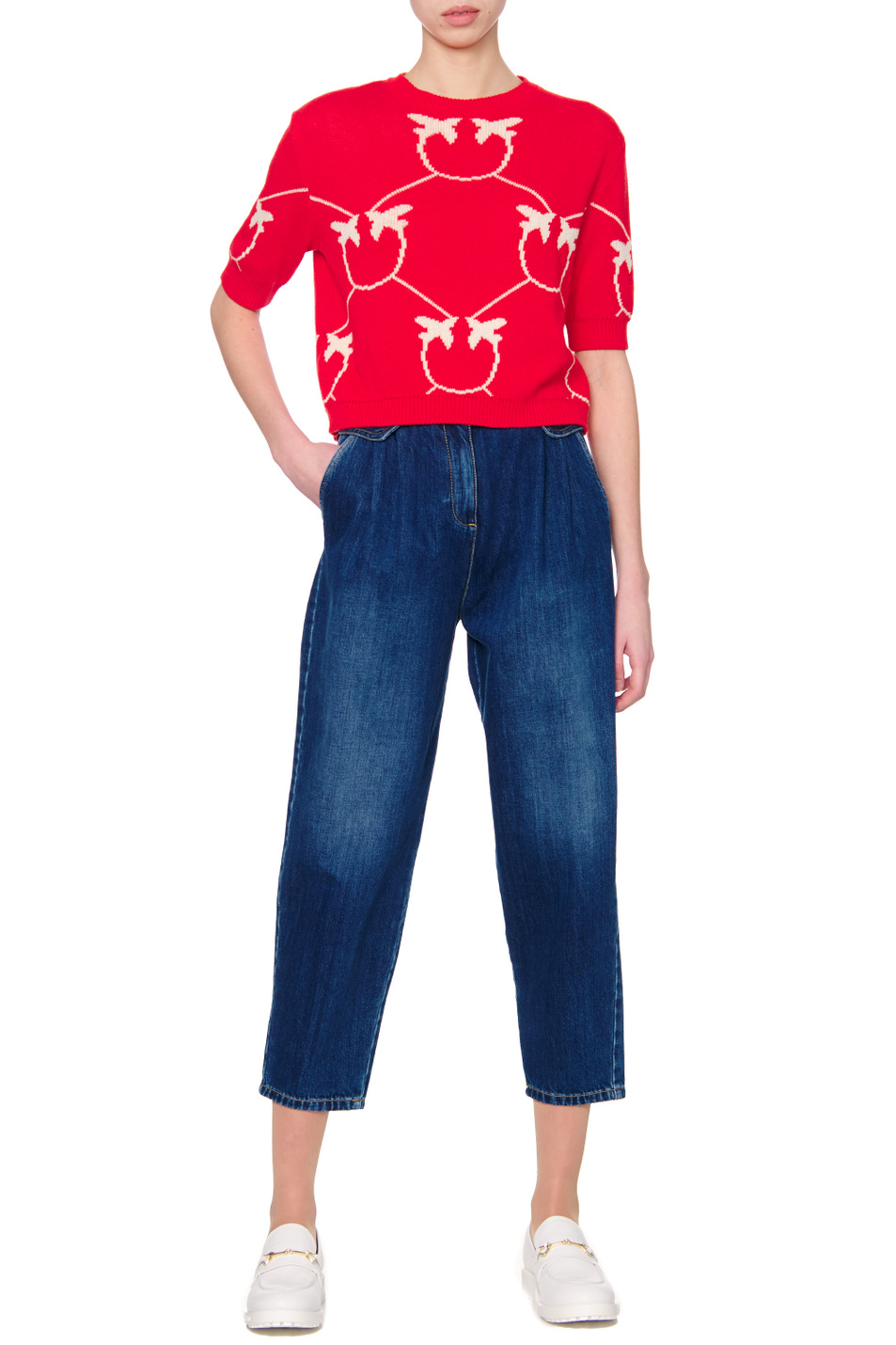 Женский Pinko Укороченные джинсы с высокой посадкой (цвет ), артикул 1J10XEY649 | Фото 2