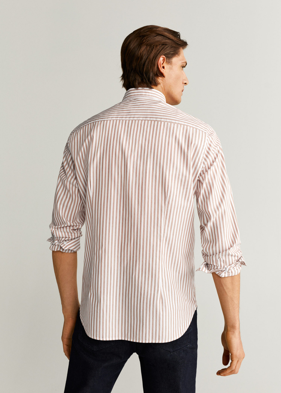 Мужской Mango Man Хлопковая рубашка slim fit в полоску (цвет ), артикул 57097692 | Фото 5
