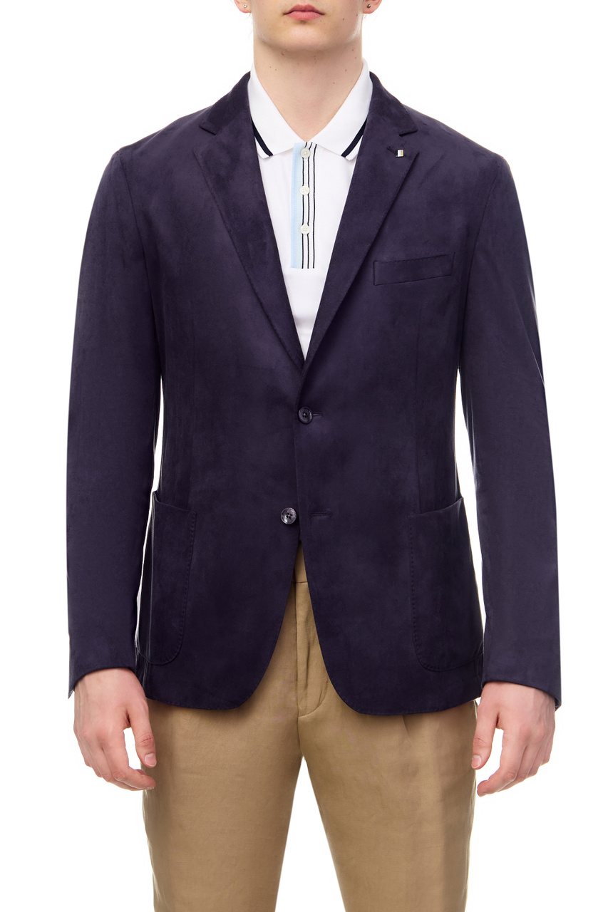 Замшевый пиджак|Основной цвет:Синий|Артикул:50489419 | Фото 1