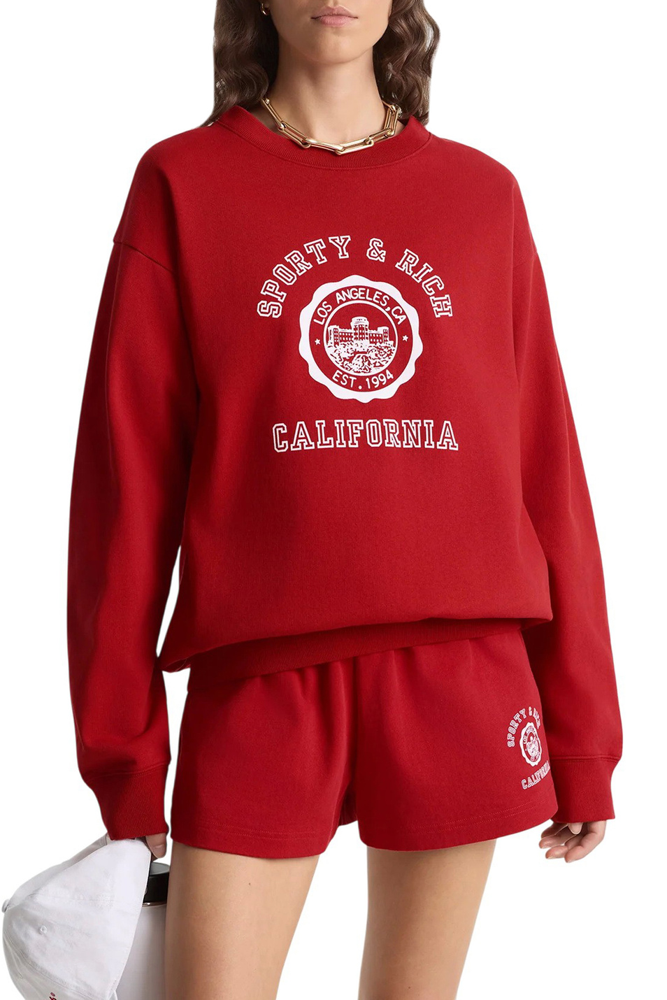 Свитшот California из хлопка|Основной цвет:Красный Женский Sporty & Rich Свитшот California из хлопка (цвет ), артикул ST07164033RE15 | Фото 3