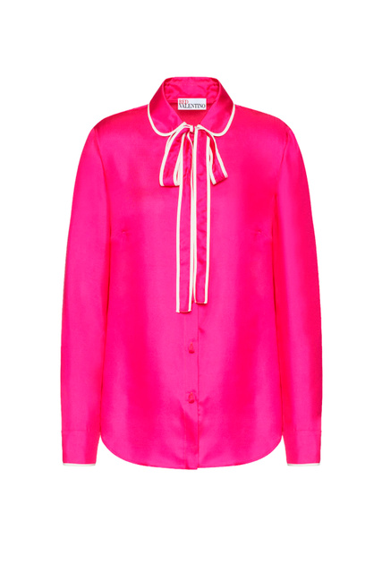 Блузка из шелковой саржи с бантом на воротнике|Основной цвет:Розовый|Артикул:2R3ABK956PV | Фото 1