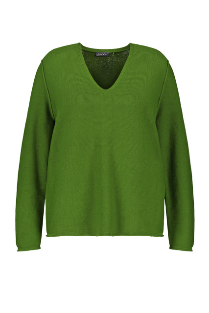 Джемпер из натурального хлопка с наружными швами|Основной цвет:Зеленый|Артикул:972996-29256 | Фото 1