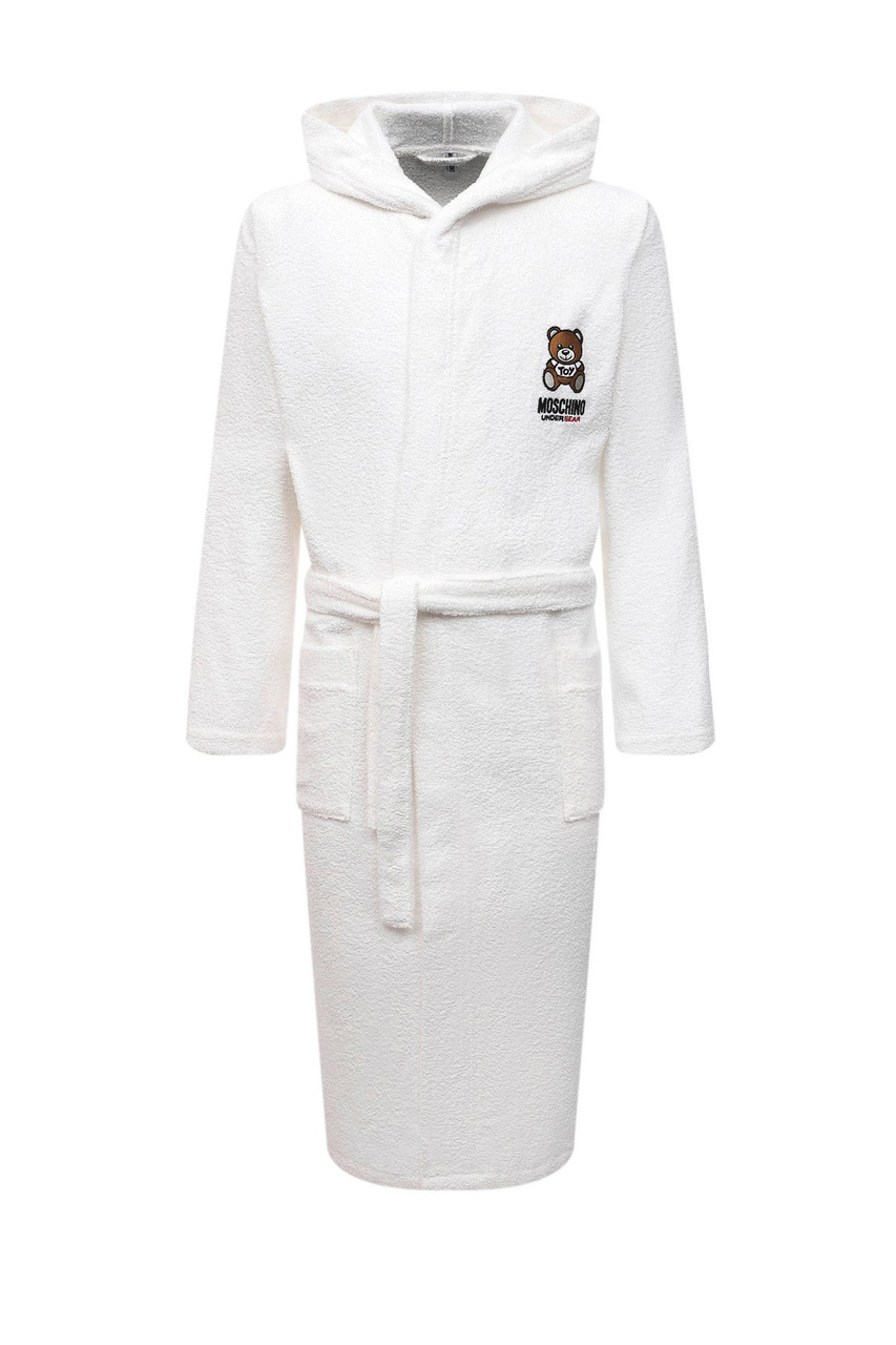 Махровый халат с фирменной вышивкой|Основной цвет:Белый|Артикул:A7302-5165 | Фото 1