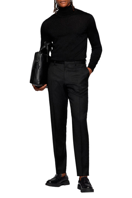 Классические брюки с логотипированной тесьмой|Основной цвет:Черный|Артикул:50469174 | Фото 2