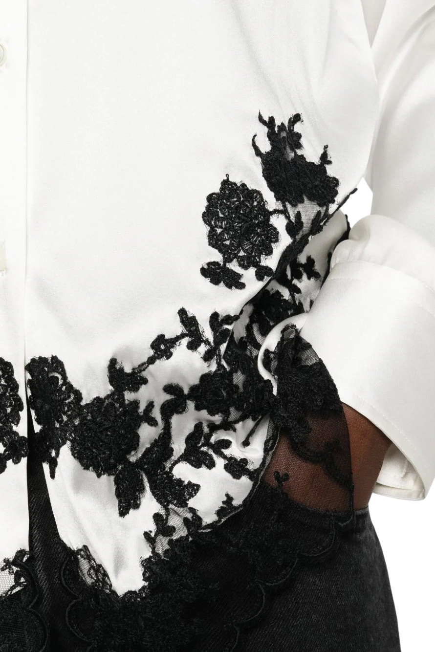 Блузка из шелка с кружевом|Основной цвет:Белый Женский ERMANNO SCERVINO Блузка из шелка с кружевом (цвет ), артикул D482K336APHKC | Фото 5