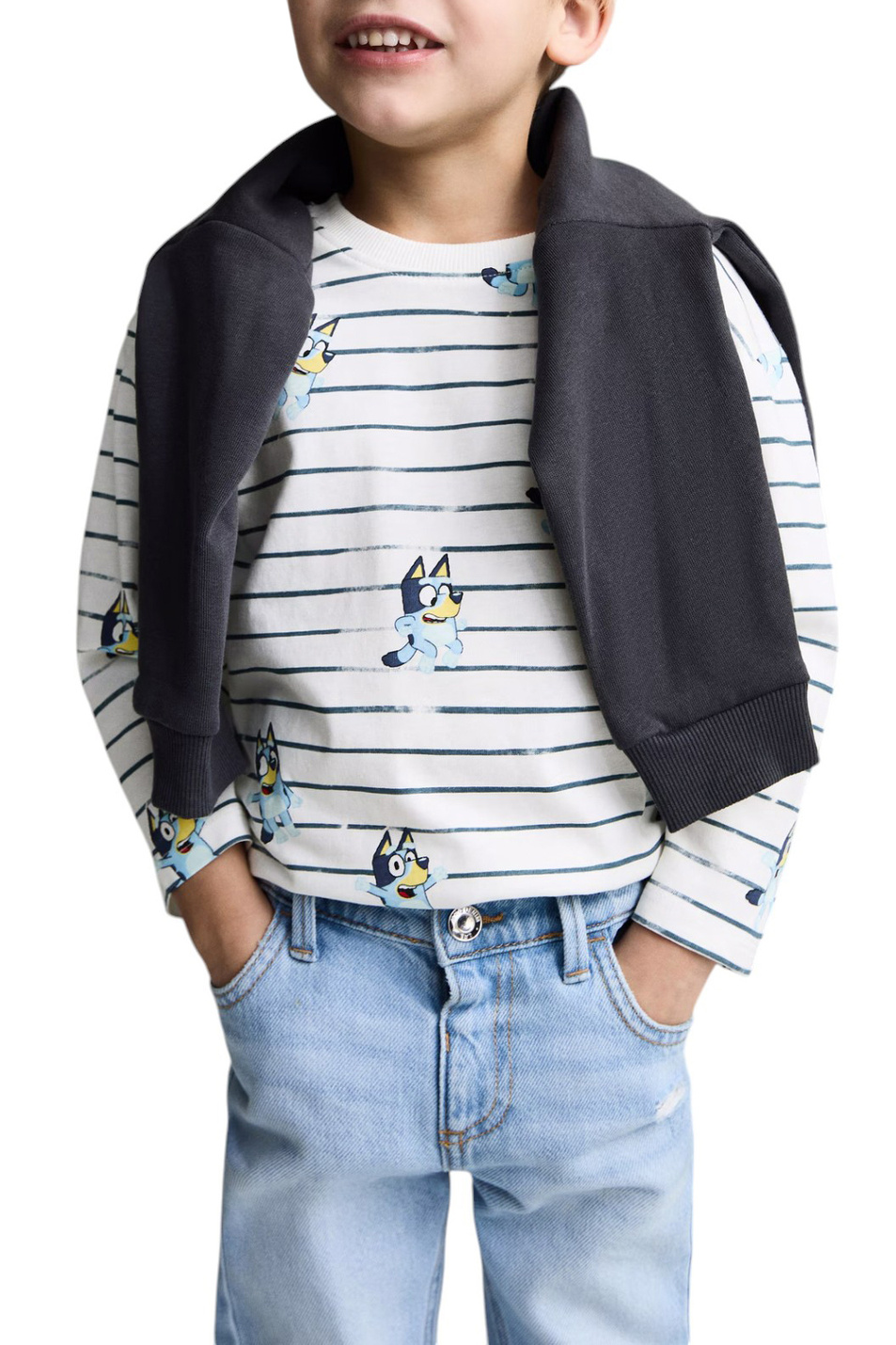 Малышам мальчикам Mango Kids Лонгслив STBLUEY из хлопка (цвет ), артикул 87061047 | Фото 3