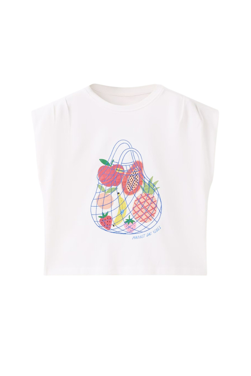 Девочкам Mango Kids Футболка FRUIT с фруктовым принтом (цвет ), артикул 27087922 | Фото 1