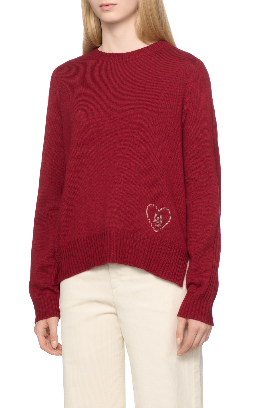 Джемпер из смесовой шерсти|Основной цвет:Бордовый Женский Liu Jo Джемпер из смесовой шерсти (цвет ), артикул MF5444MS76L | Фото 4