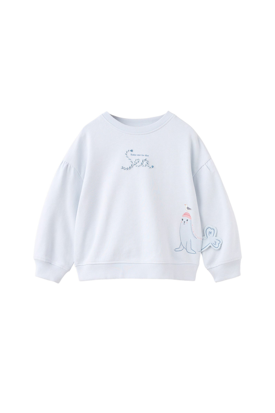 Девочкам Mango Kids Свитшот OCEAN из хлопка (цвет ), артикул 27015150 | Фото 1