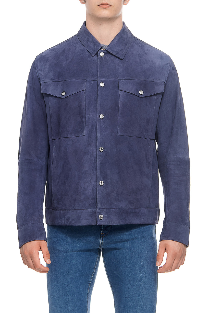 Куртка-рубашка из натуральной замши|Основной цвет:Синий|Артикул:50493317 | Фото 1