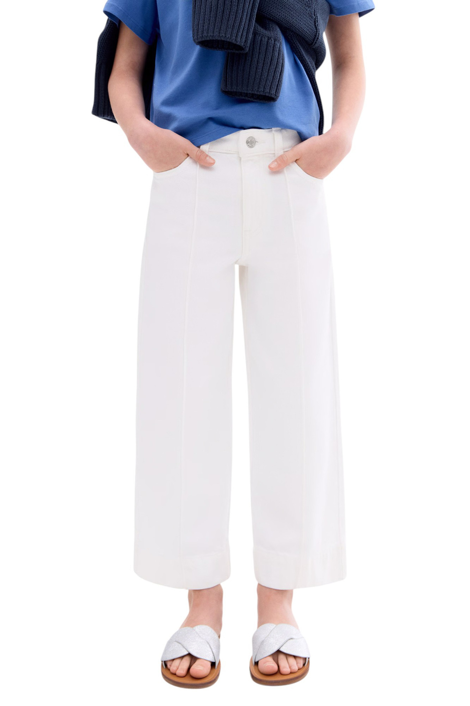 Девочкам Mango Kids Джинсы CULOTTE1 из хлопка (цвет ), артикул 17021249 | Фото 4