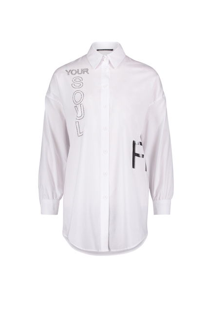 Рубашка свободного кроя со стразами|Основной цвет:Белый|Артикул:8230/2926 | Фото 1