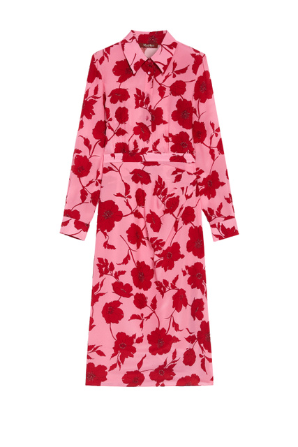 Платье-рубашка RITA из чистого шелкового крепдешина|Основной цвет:Красный|Артикул:62260629 | Фото 1