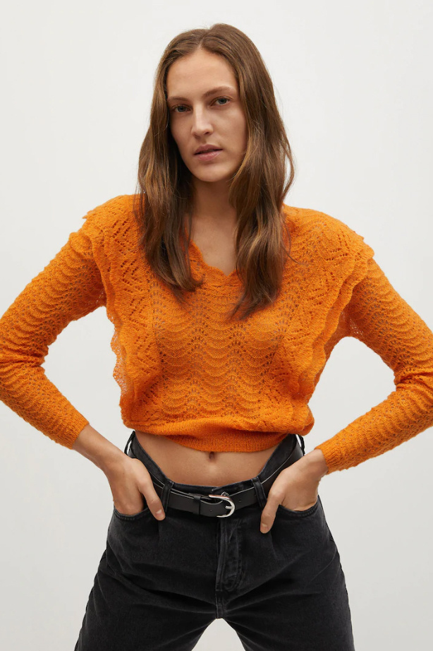 Женский Mango Укороченный ажурный свитер FRILLA (цвет ), артикул 87000547 | Фото 3