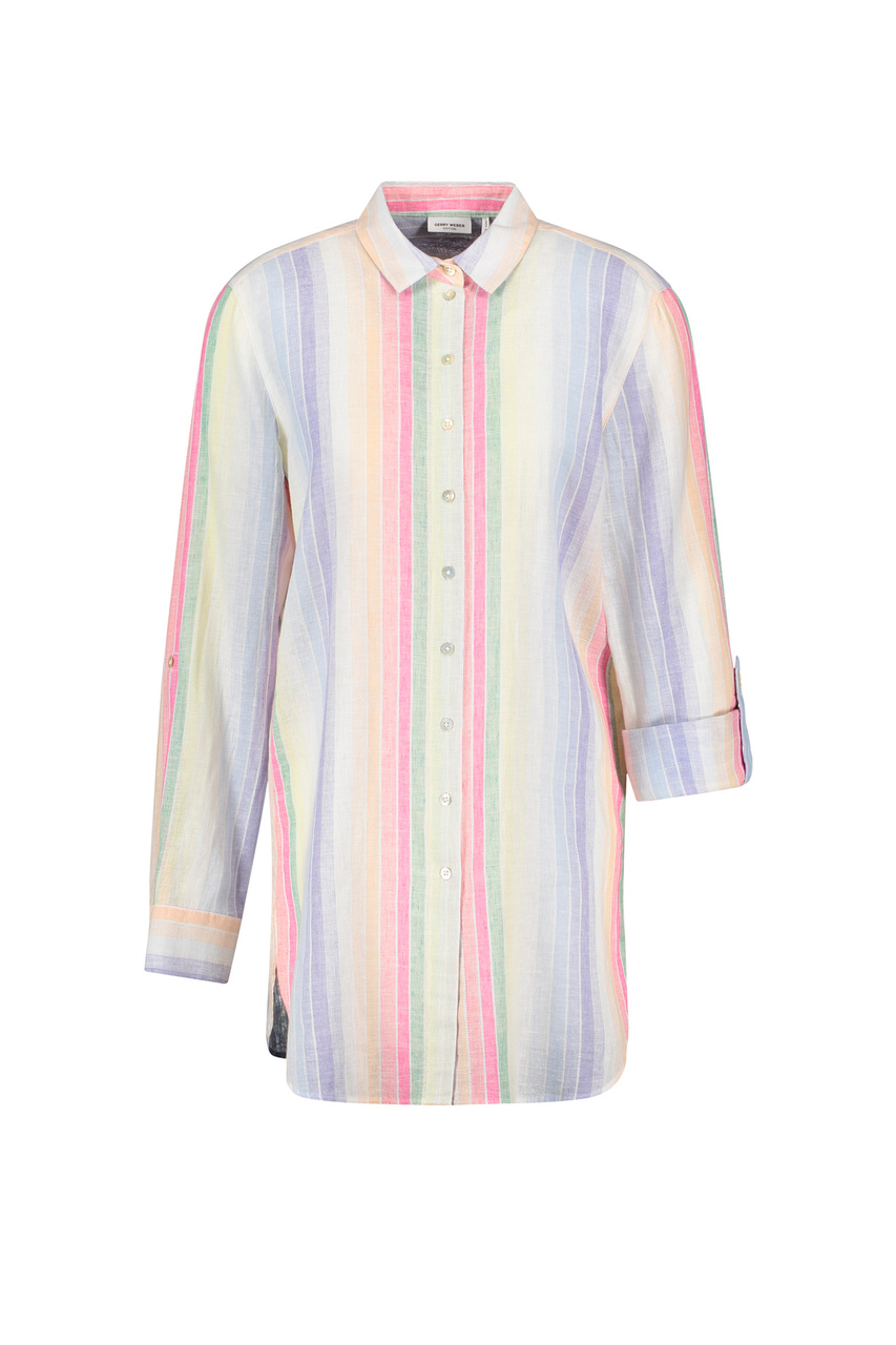 Рубашка из льна и хлопка|Основной цвет:Разноцветный|Артикул:260052-66446 | Фото 1