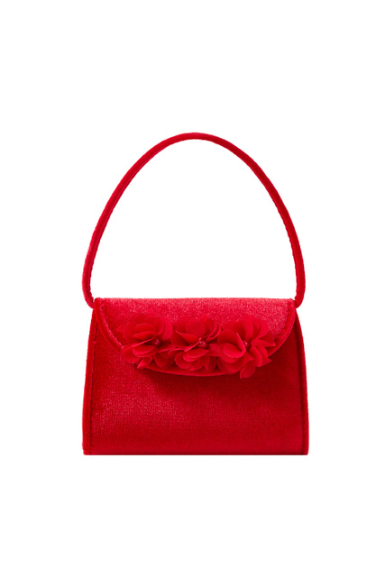 Вельветовая сумочка с декором в виде цветов|Основной цвет:Красный|Артикул:210663 | Фото 1