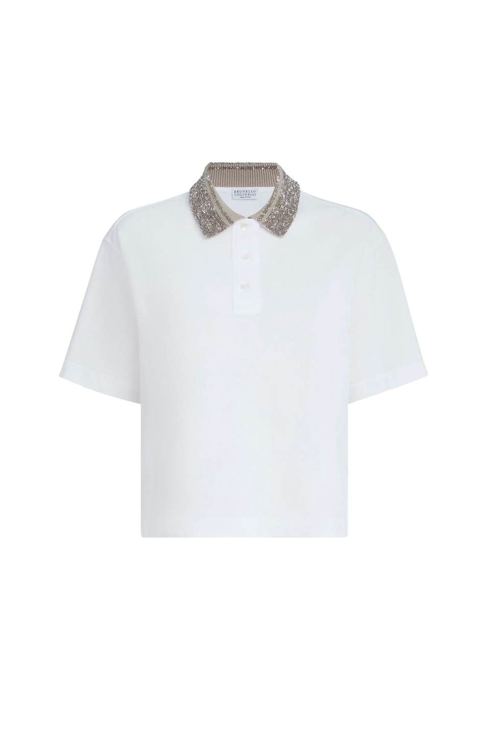 Поло с акцентным воротником|Основной цвет:Белый Женский Brunello Cucinelli Поло с акцентным воротником (цвет ), артикул M0T63EJ105 | Фото 1