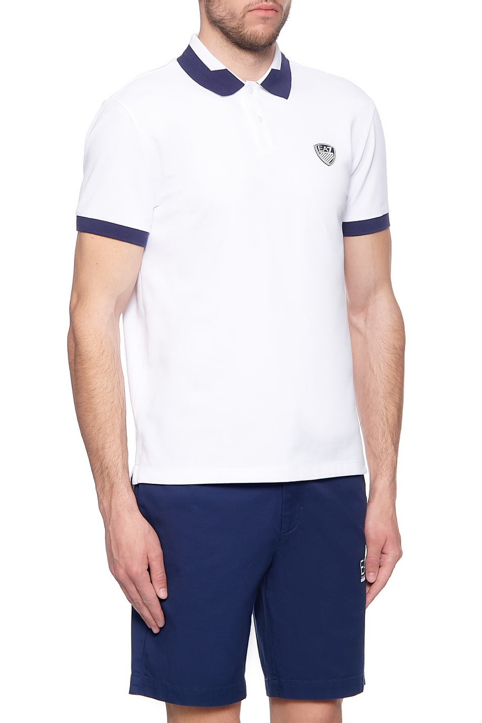 Мужской EA7 Футболка поло с контрастными воротником и манжетами (цвет ), артикул 3KPF07-PJ04Z | Фото 4