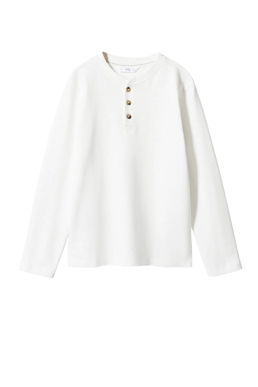 Лонгслив HENLEY из натурального хлопка|Основной цвет:Белый|Артикул:57033261 | Фото 1