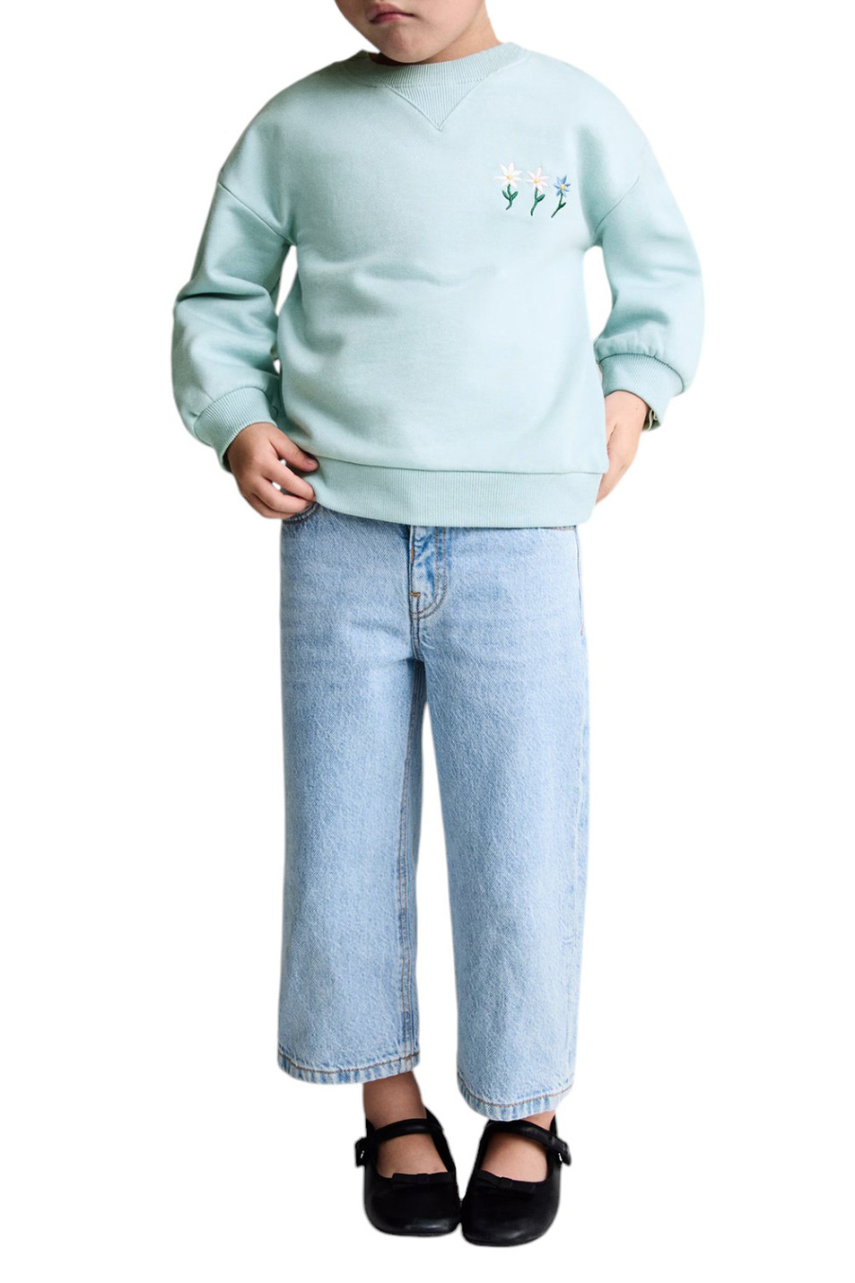 Девочкам Mango Kids Свитшот AGUA с цветочной вышивкой (цвет ), артикул 77017698 | Фото 3