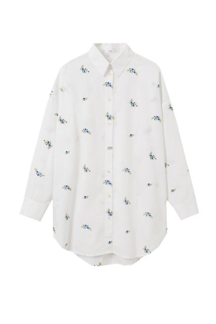 Рубашка оверсайз с вышивкой FLORIPA|Основной цвет:Белый|Артикул:27047121 | Фото 1