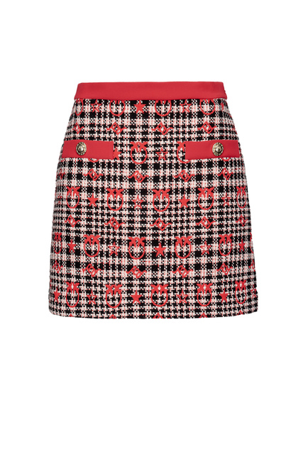 Твидовая юбка с узором Love Birds|Основной цвет:Красный|Артикул:100829A0N2 | Фото 1