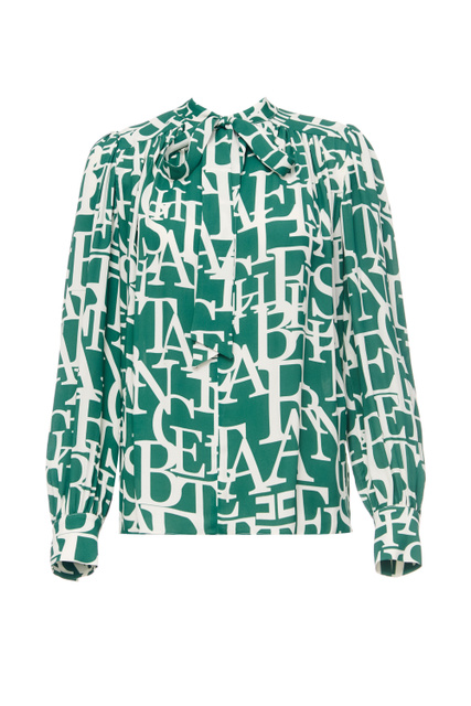Блузка из вискозного жоржета с воротником-платком|Основной цвет:Зеленый|Артикул:CA03926E2 | Фото 1