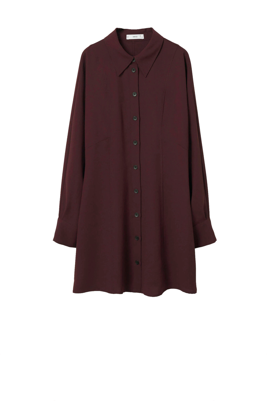 Струящееся платье-рубашка DRESDE|Основной цвет:Бордовый|Артикул:17098253 | Фото 1