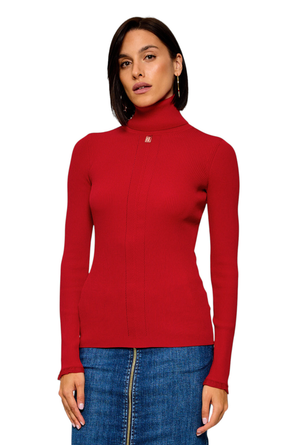 Женский Elisabetta Franchi Водолазка из смесовой вискозы (цвет ), артикул MK22B66E2 | Фото 4