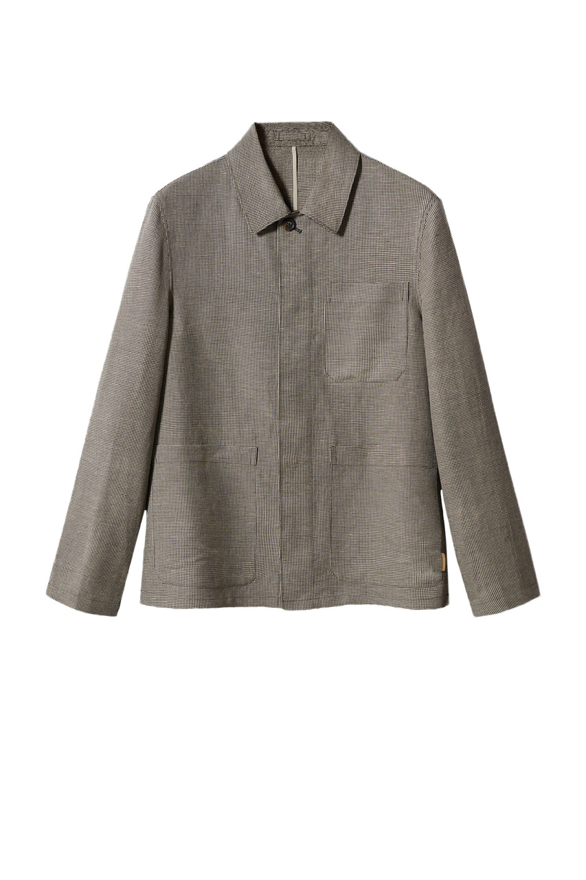Куртка CID в ломаную клетку из смесового льна|Основной цвет:Серый|Артикул:47005916 | Фото 1