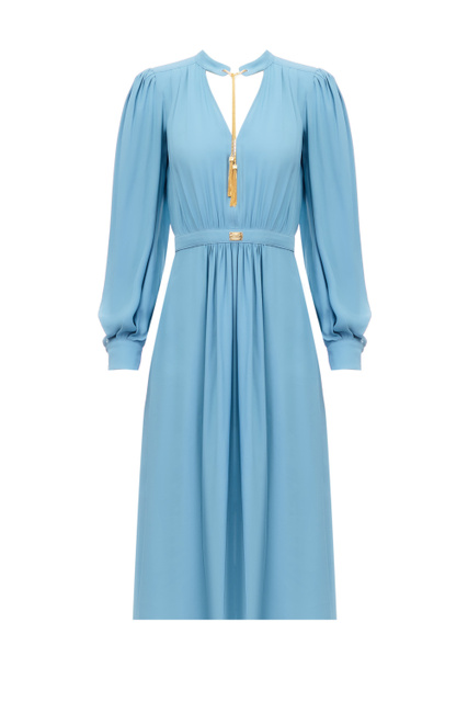 Платье из вискозы со сборками|Основной цвет:Голубой|Артикул:AB32431E1 | Фото 1