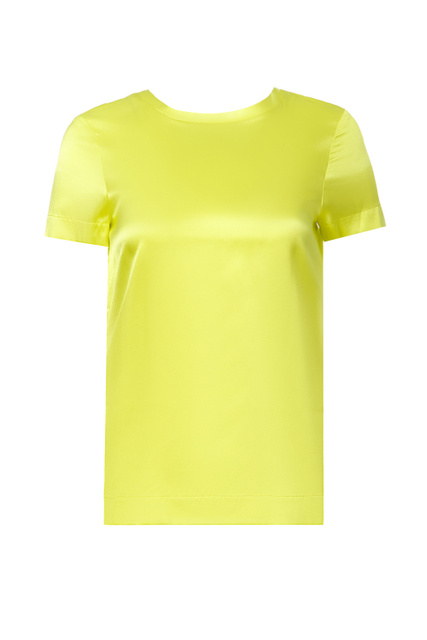 Шелковая однотонная футболка|Основной цвет:Желтый|Артикул:CA2189T8827 | Фото 1