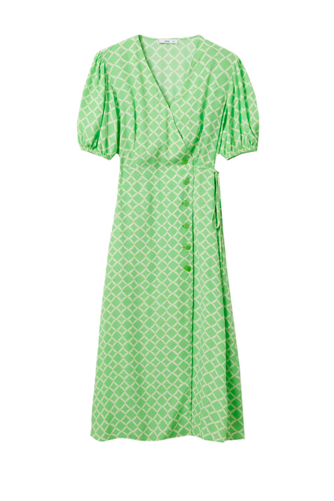 Mango Платье LUCY с принтом и объемными рукавами (Салатовый цвет), артикул 27027118 | Фото 1