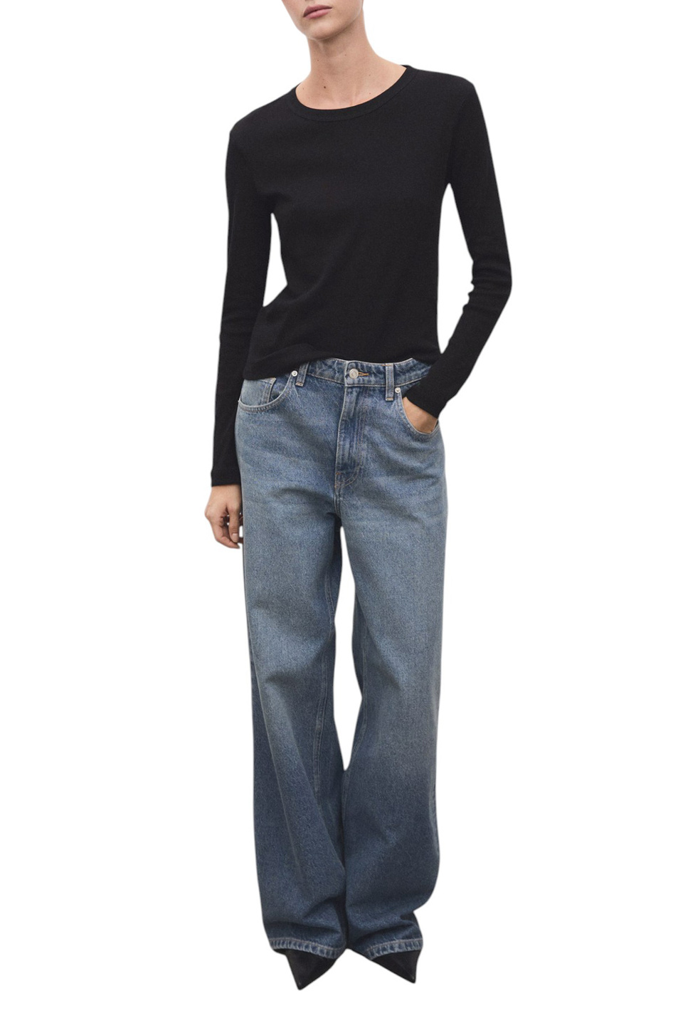 Лонгслив ENI из хлопка|Основной цвет:Черный Женский Mango Лонгслив ENI из хлопка (цвет ), артикул 17055814 | Фото 2