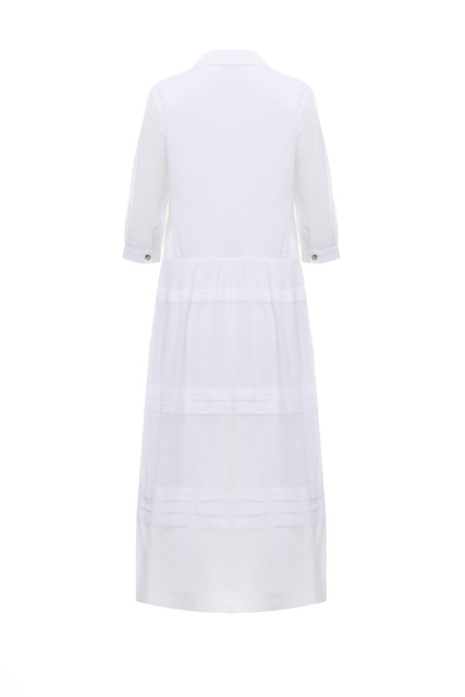 Платье-рубашка из натурального хлопка|Основной цвет:Белый|Артикул:S02218L1-00481 | Фото 2