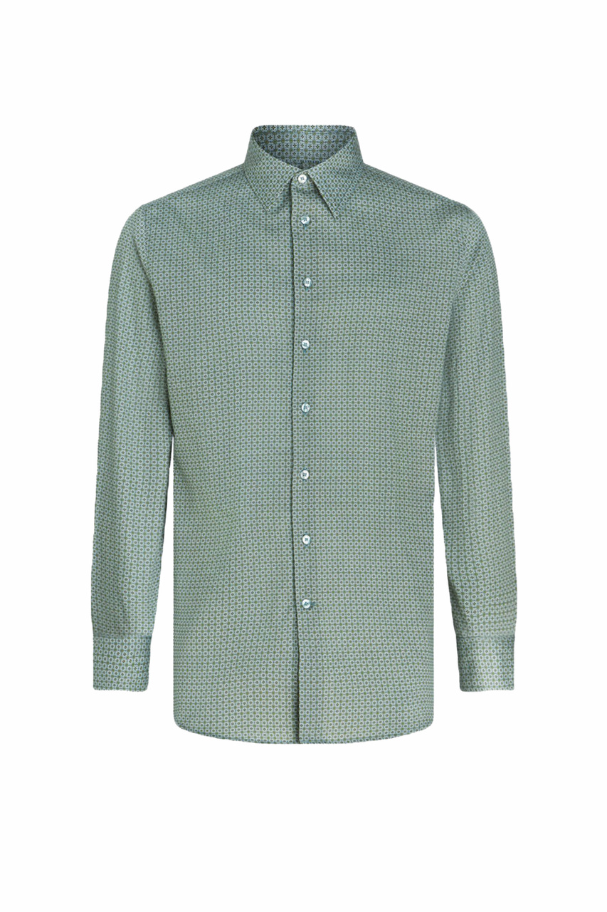 Рубашка из натурального хлопка|Основной цвет:Зеленый|Артикул:1290857540250 | Фото 1