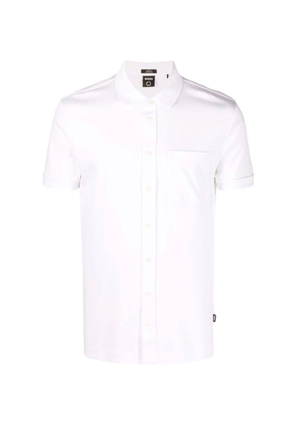 Трикотажная рубашка облегающего кроя|Основной цвет:Белый|Артикул:50467135 | Фото 1