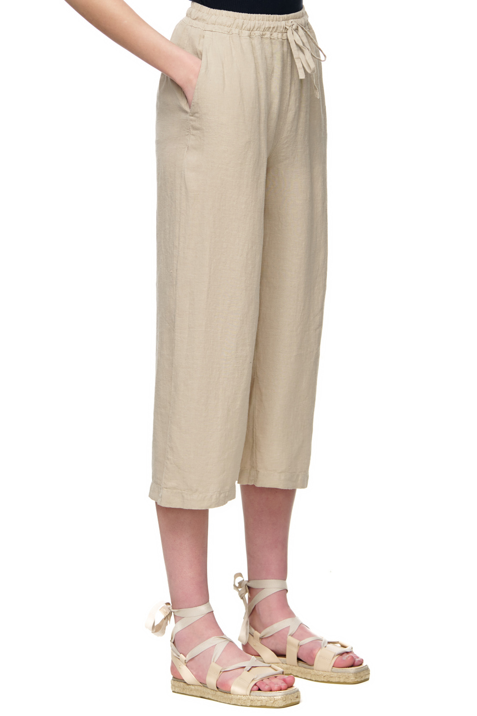 Женский 120% Lino Укороченные льняные брюки (цвет ), артикул V0W2325000F753000 | Фото 5