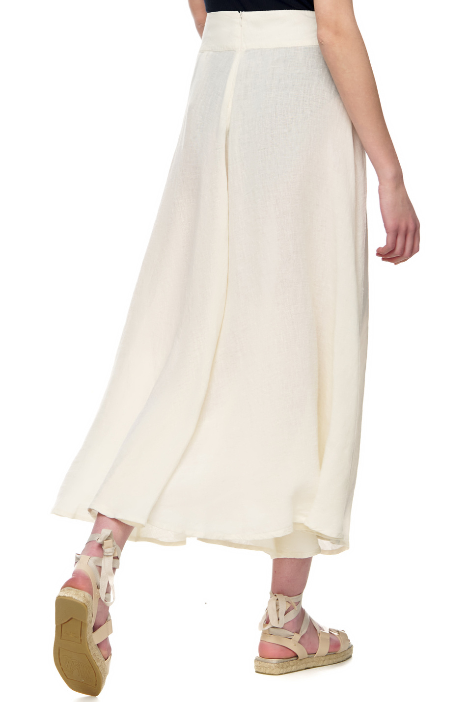 Женский 120% Lino Расклешенная однотонная юбка (цвет ), артикул V0W595T0000115000 | Фото 6