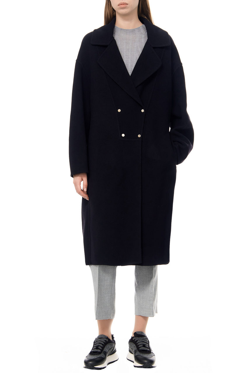 Пальто из смесовой шерсти|Основной цвет:Черный|Артикул:CA00014DR33381 | Фото 1