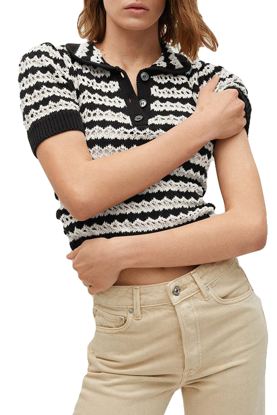 Mango Вязаная рубашка-поло FERDINA из хлопкового джерси (цвет ), артикул 87097648 | Фото 3