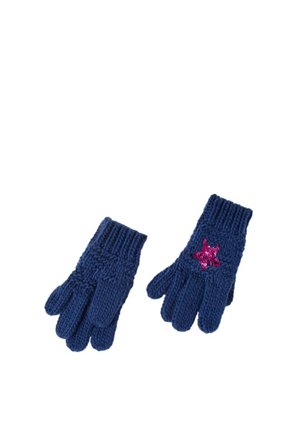 Перчатки с пайетками|Основной цвет:Синий|Артикул:283086 | Фото 1