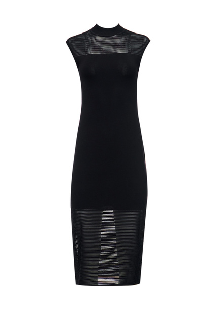 Трикотажное платье с прозрачными вставками|Основной цвет:Черный|Артикул:50471636 | Фото 1