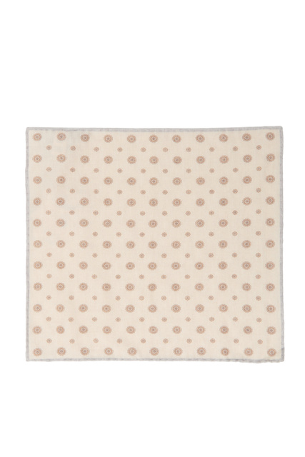 Карманный платок из шерсти и хлопка|Основной цвет:Бежевый|Артикул:TES0E066 | Фото 1