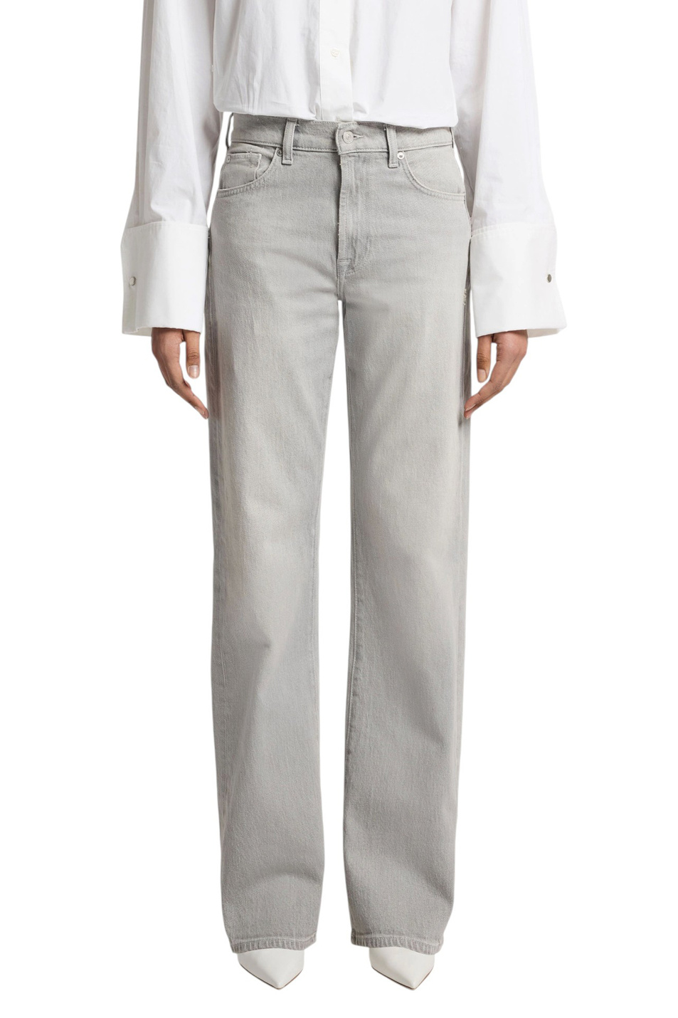 Джинсы из эластичного хлопка|Основной цвет:Серый Женский 7 for all Mankind Джинсы из эластичного хлопка (цвет ), артикул 7UE60C64 | Фото 4